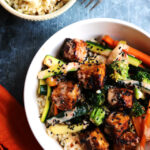 Korean Tempeh Bowls with Broccoli, Brown Rice, and Sriracha Mayo